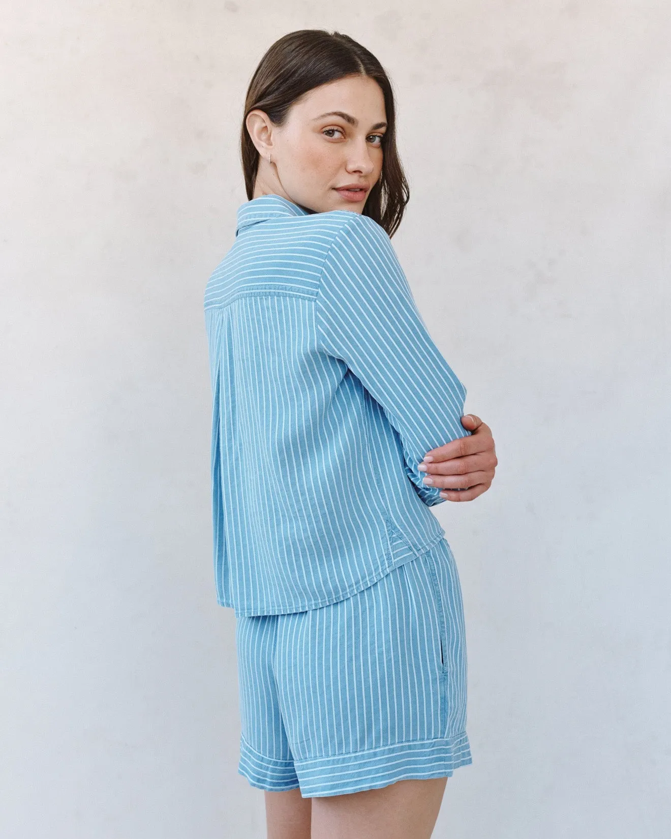 Mixed Stripe Button Down Shirt - Coastal Stripe Wash sold by Bella Dahl product image thumbnail 3