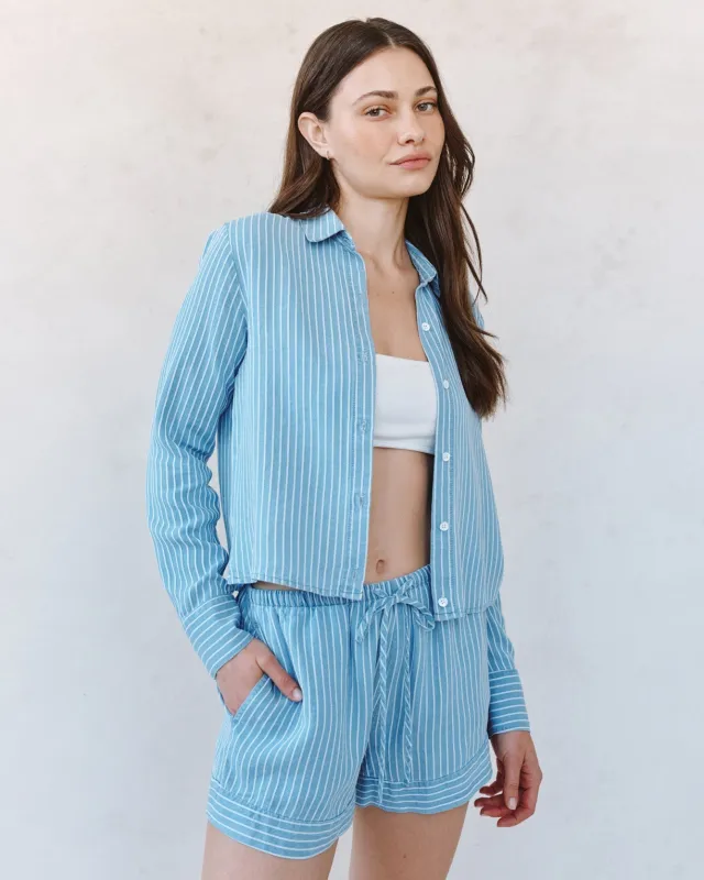 Mixed Stripe Button Down Shirt - Coastal Stripe Wash sold by Bella Dahl