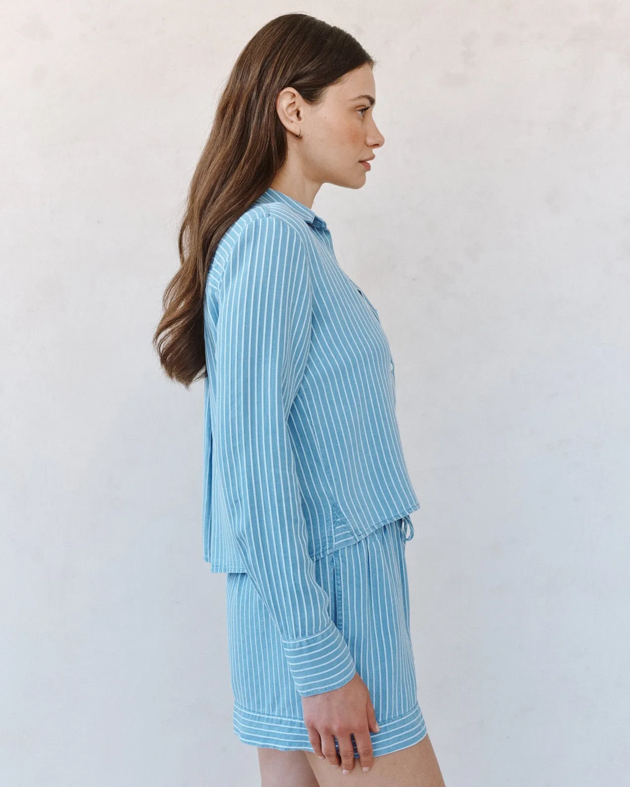 Mixed Stripe Button Down Shirt - Coastal Stripe Wash sold by Bella Dahl product image thumbnail 2