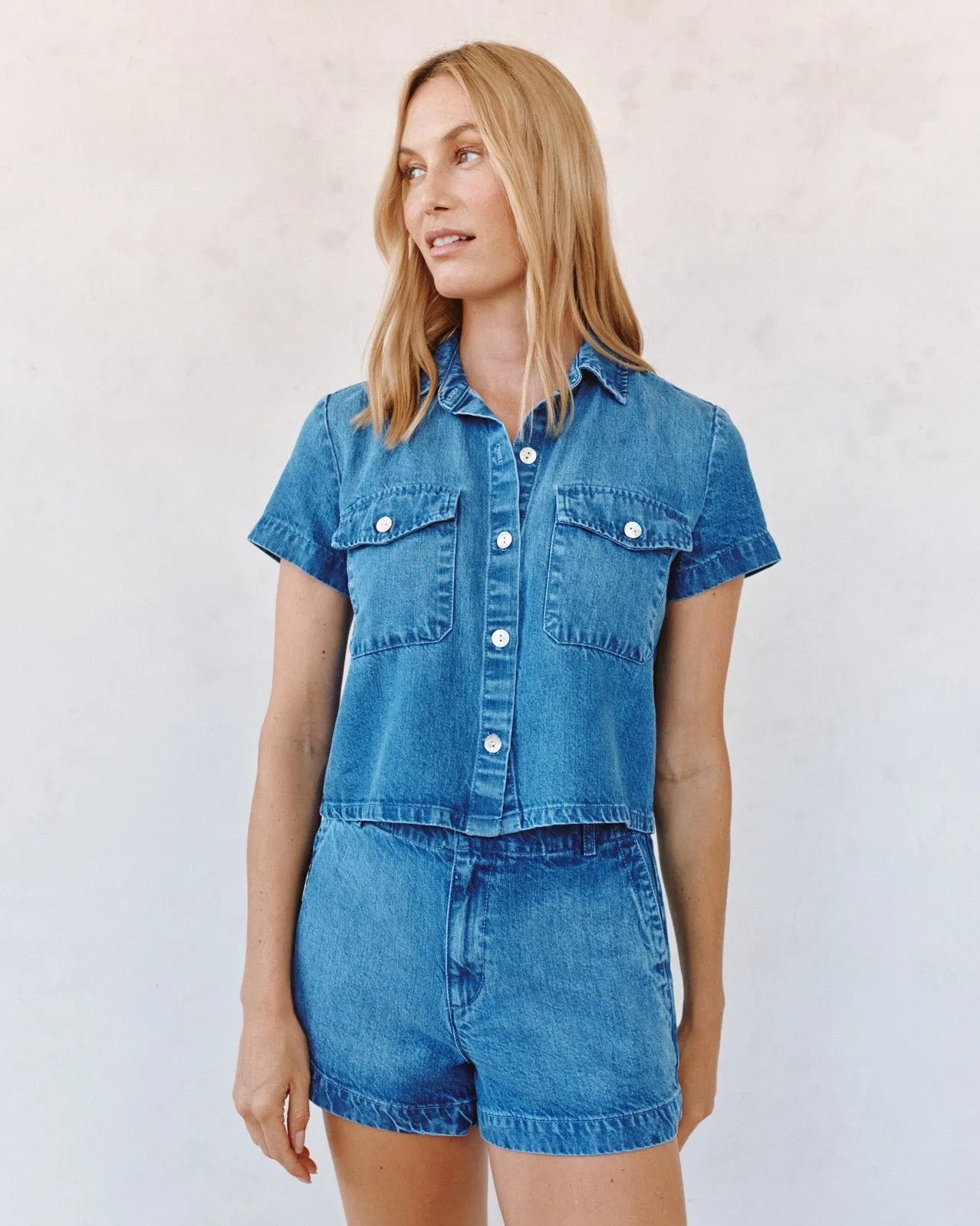 Short Sleeve Flap Pocket Shirt - Spring Horizon Wash sold by Bella Dahl product image thumbnail 2