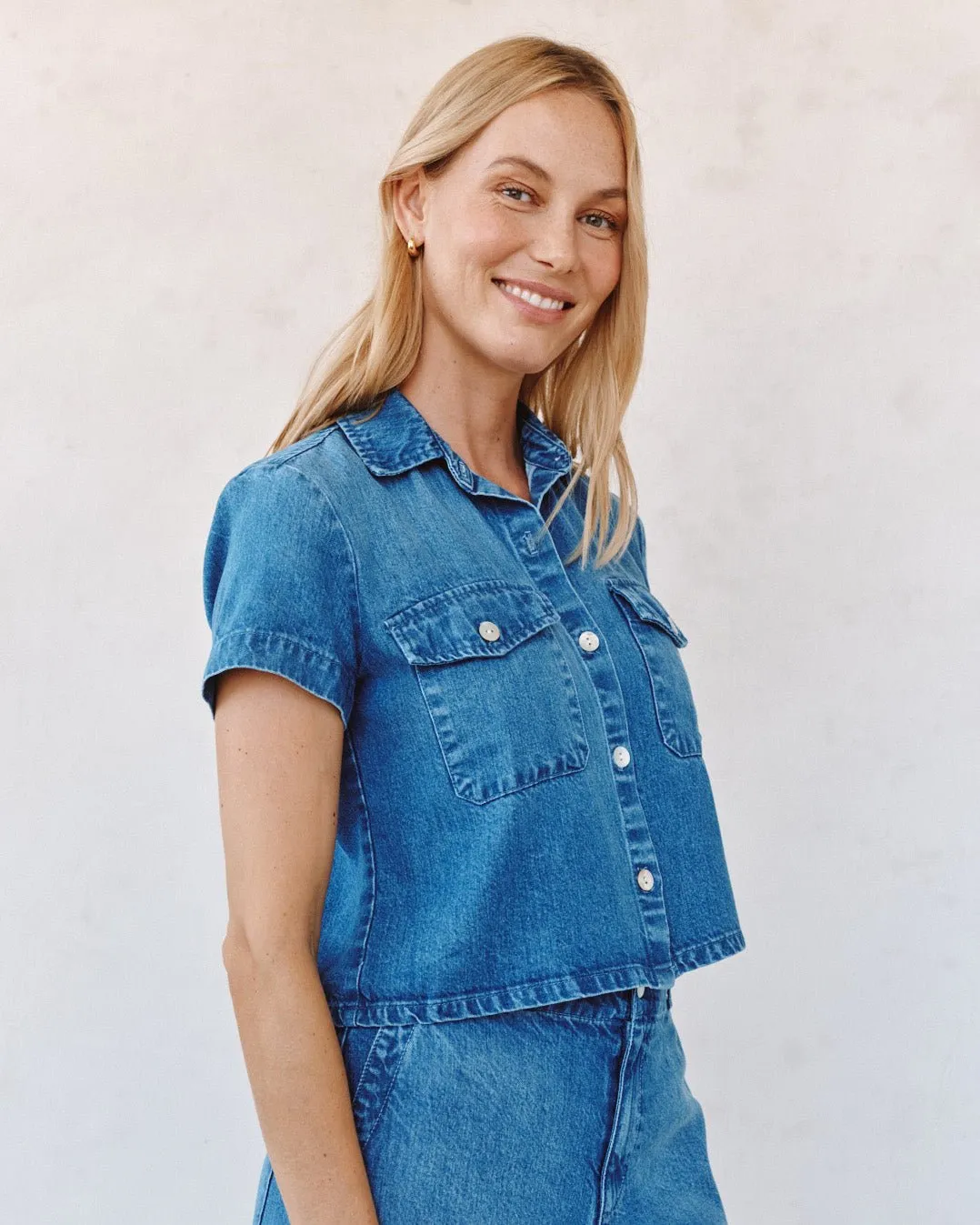 Short Sleeve Flap Pocket Shirt - Spring Horizon Wash sold by Bella Dahl product image thumbnail 3
