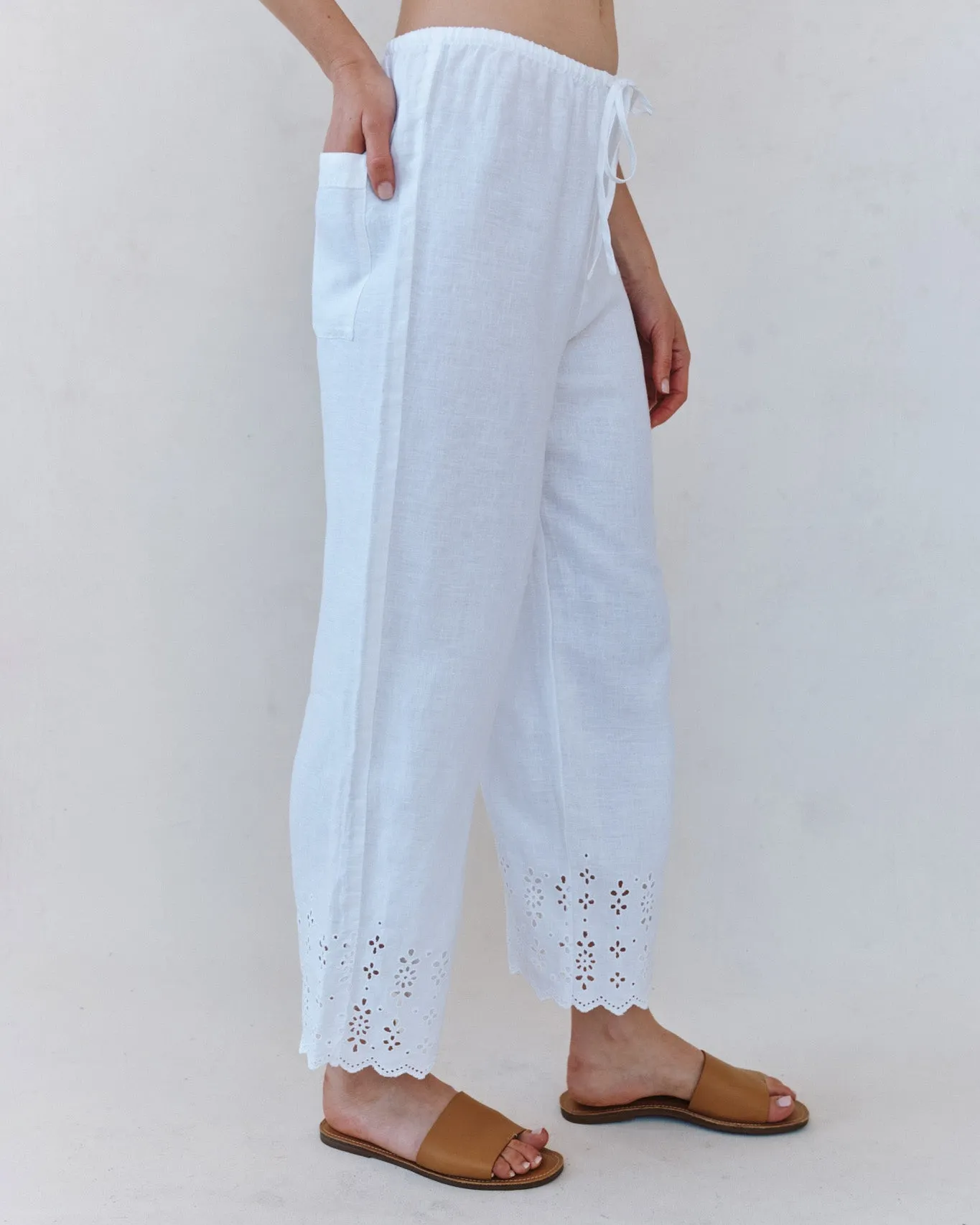 Beach Crop With Embroidered Hem - White sold by Bella Dahl product image thumbnail 3