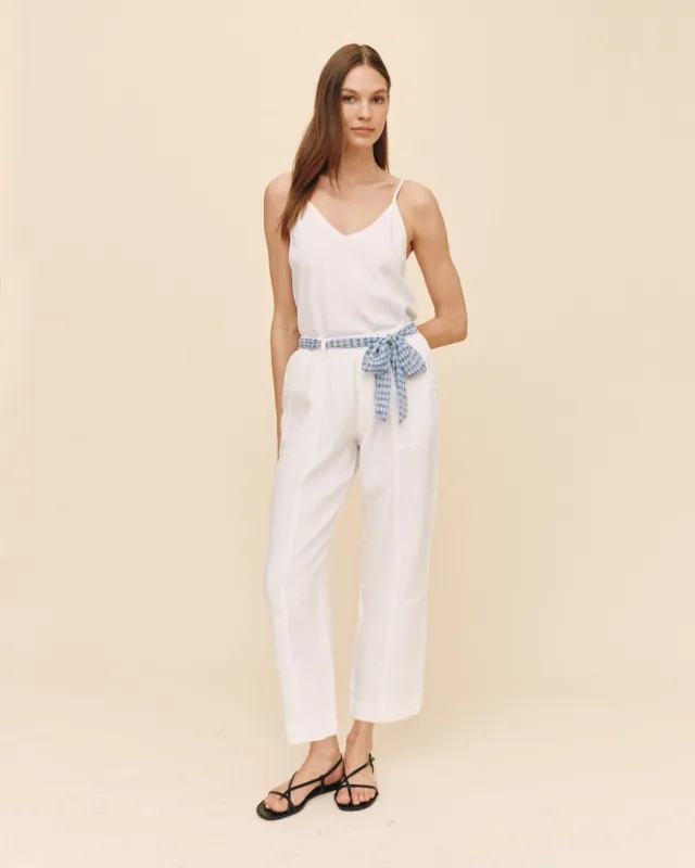 Seam Pant With Printed Sash - White made by Bella Dahl