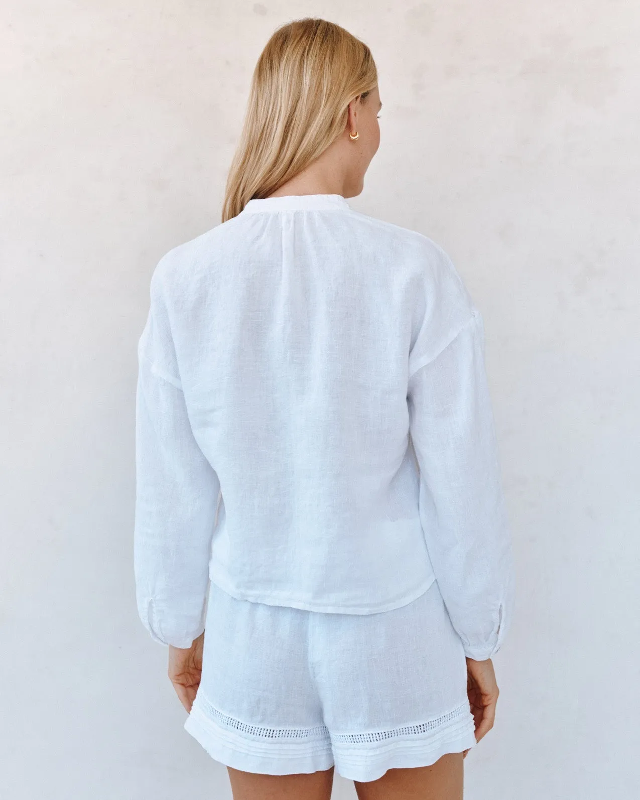 Mandarin Collar Trimmed Button Down - White sold by Bella Dahl product image thumbnail 5