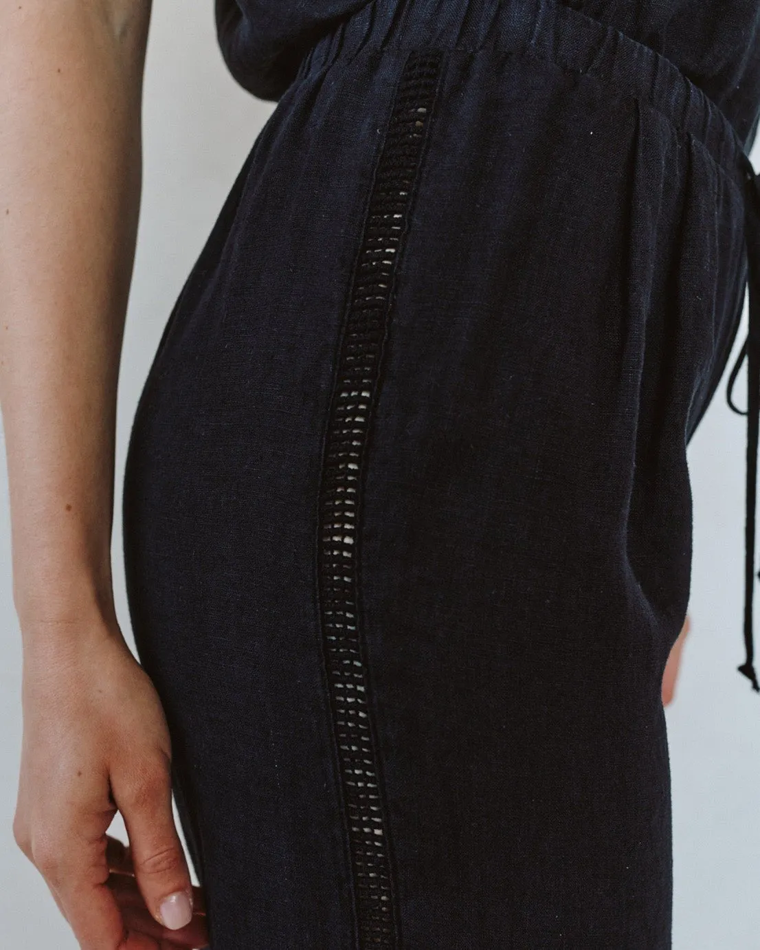 Beach Pant With Lattice Stripe -Black sold by Bella Dahl product image thumbnail 4