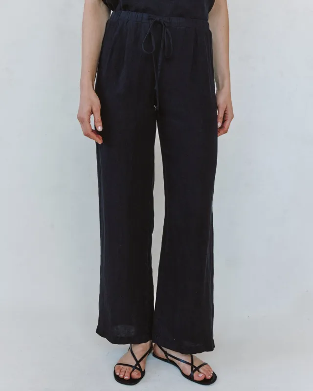 Beach Pant With Lattice Stripe -Black sold by Bella Dahl
