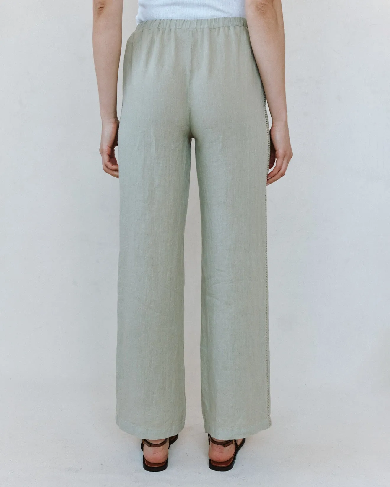 Beach Pant With Lattice Stripe - Green Tea sold by Bella Dahl product image thumbnail 3