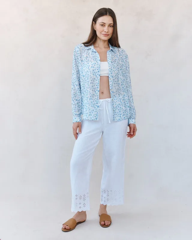 Classic Button Down Shirt - Blue Ditsy Floral Print made by Bella Dahl