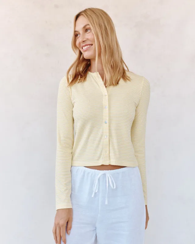 Fitted Cardigan - Lemon Meringue Stripe made by Bella Dahl