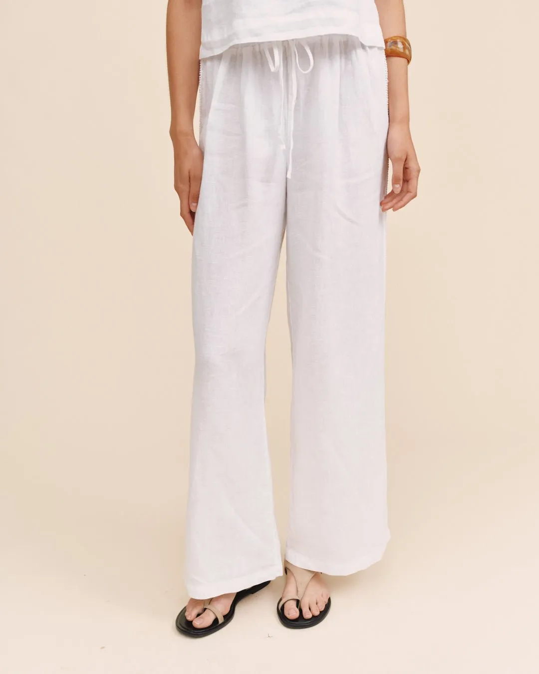 Beach Pant With Lattice Stripe - White sold by Bella Dahl product image thumbnail 2