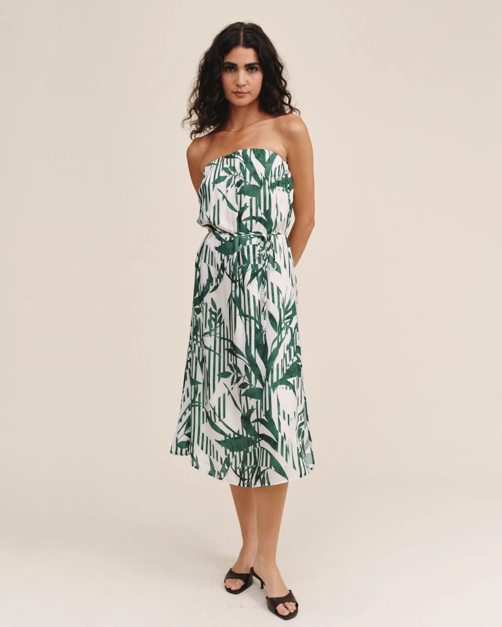 Flowy Strapless Midi Dress - Palm Paradise Print sold by Bella Dahl product image thumbnail 3