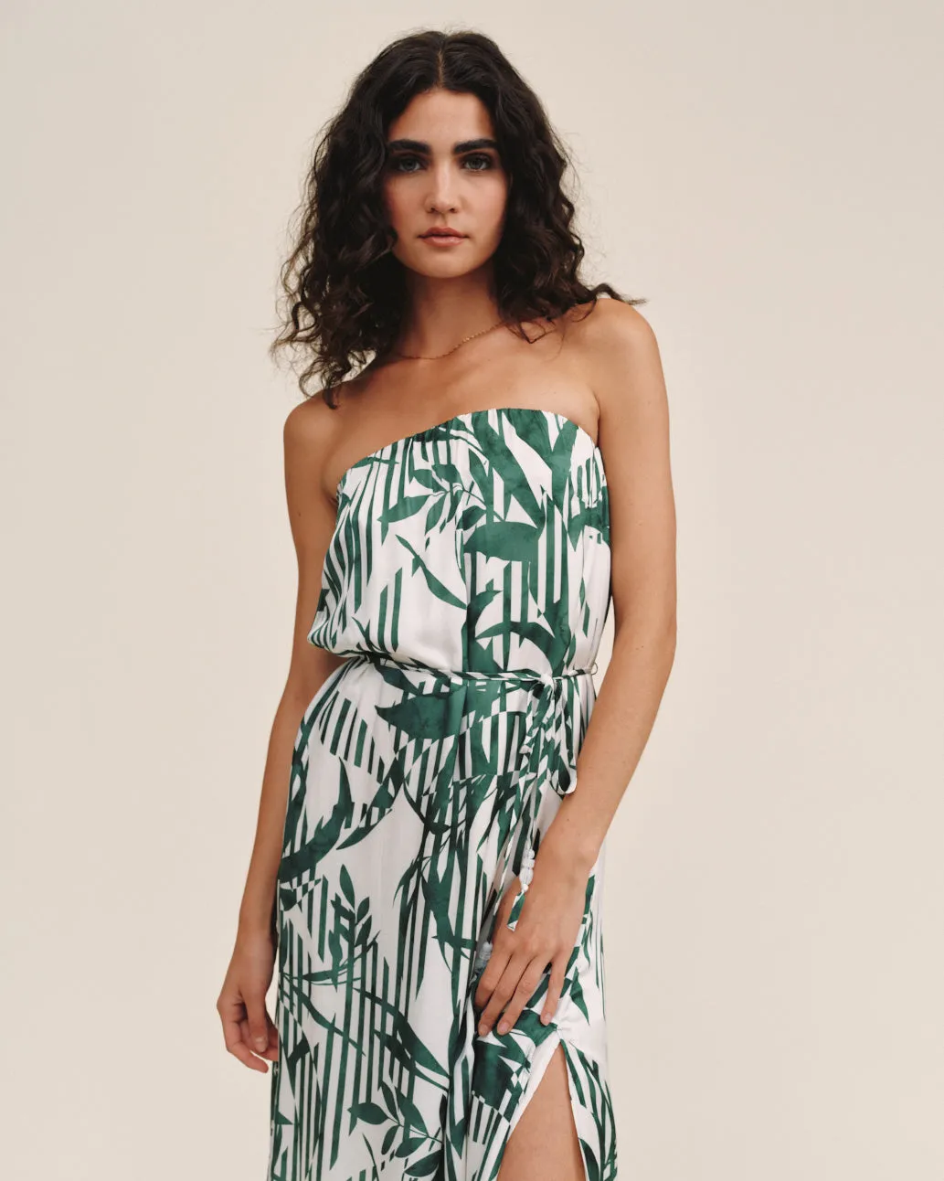 Flowy Strapless Midi Dress - Palm Paradise Print sold by Bella Dahl product image thumbnail 4