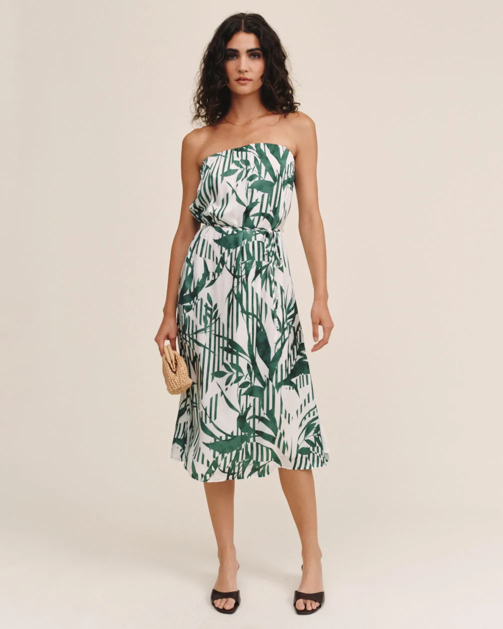 Flowy Strapless Midi Dress - Palm Paradise Print sold by Bella Dahl product image thumbnail 2