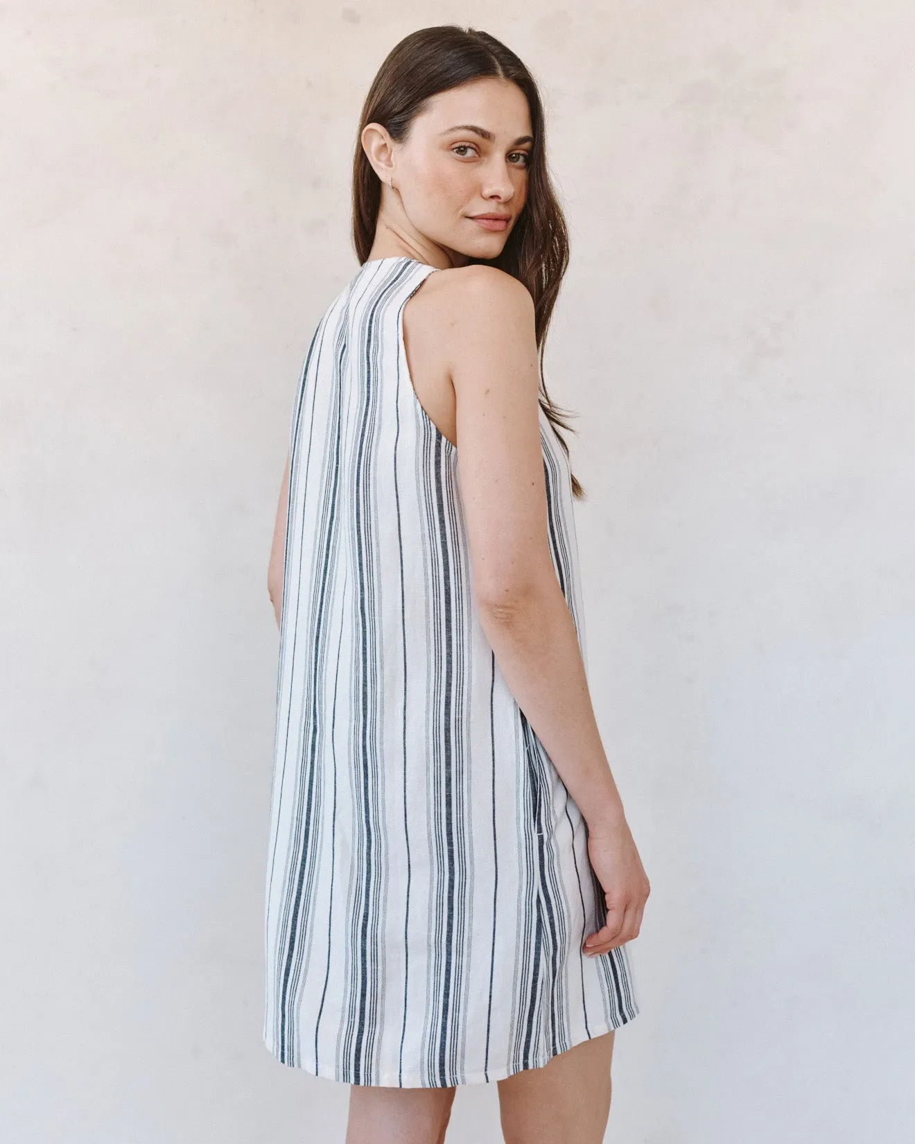 Sleeveless Lace Up Mini Dress - Boardwalk Stripe sold by Bella Dahl product image thumbnail 5