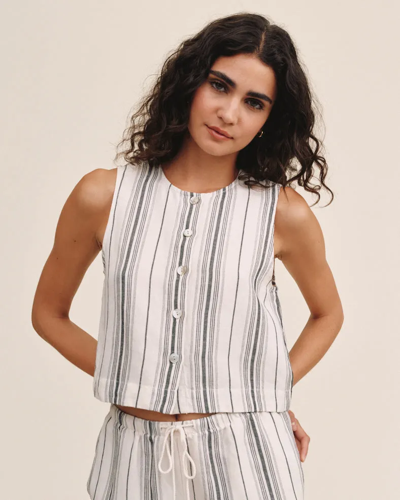 Sleeveless Button Front Top - Boardwalk Stripe sold by Bella Dahl product image thumbnail 2