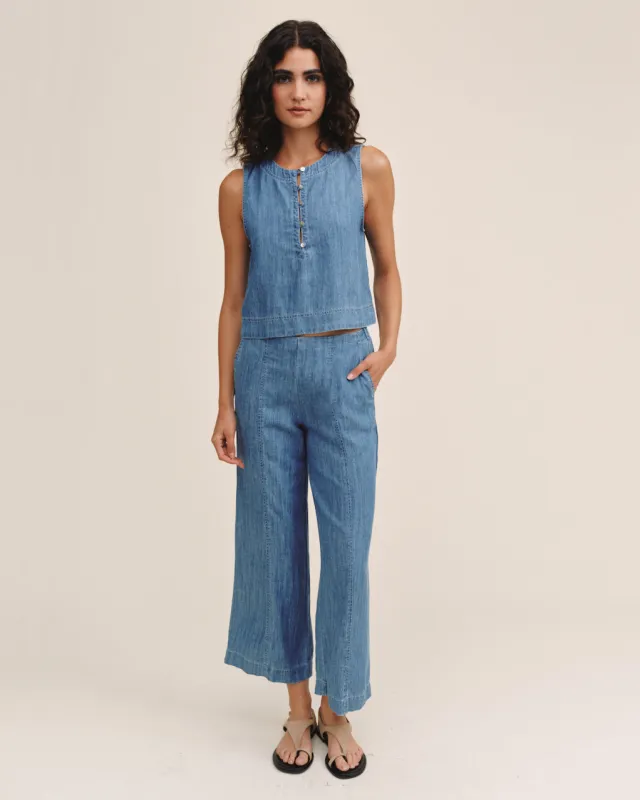Sleeveless Placket Pullover - Island Blue Wash made by Bella Dahl