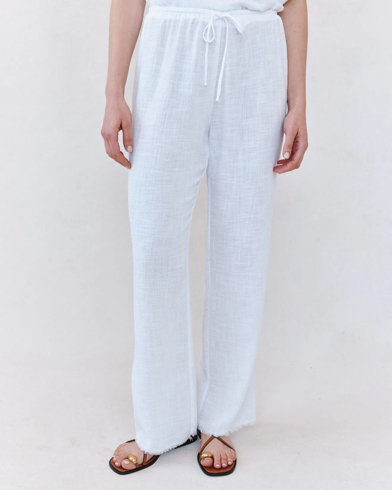Fray Hem Beach Pant - White sold by Bella Dahl