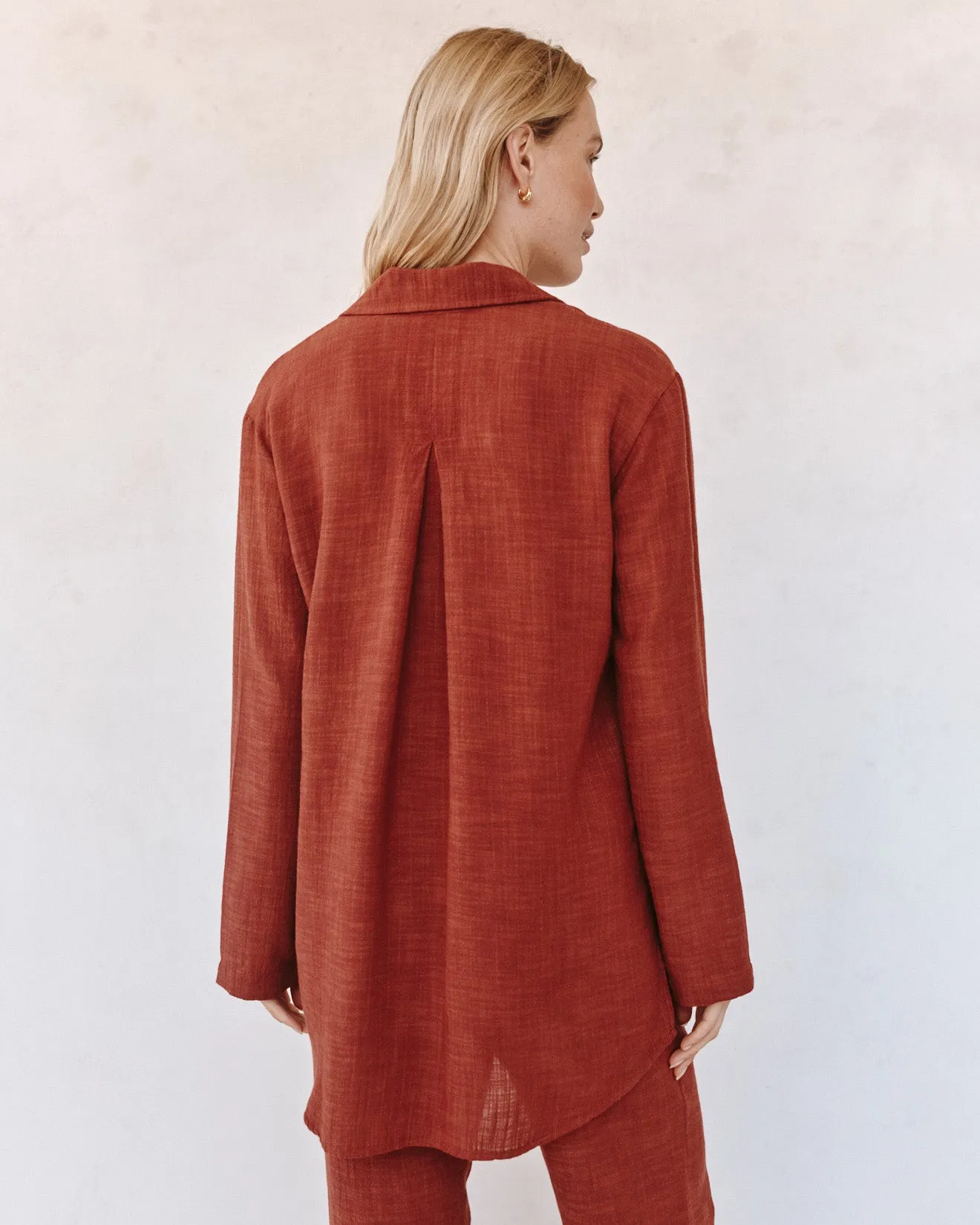Long Sleeve Pocket Button Down Tunic - Red Sand sold by Bella Dahl product image thumbnail 2
