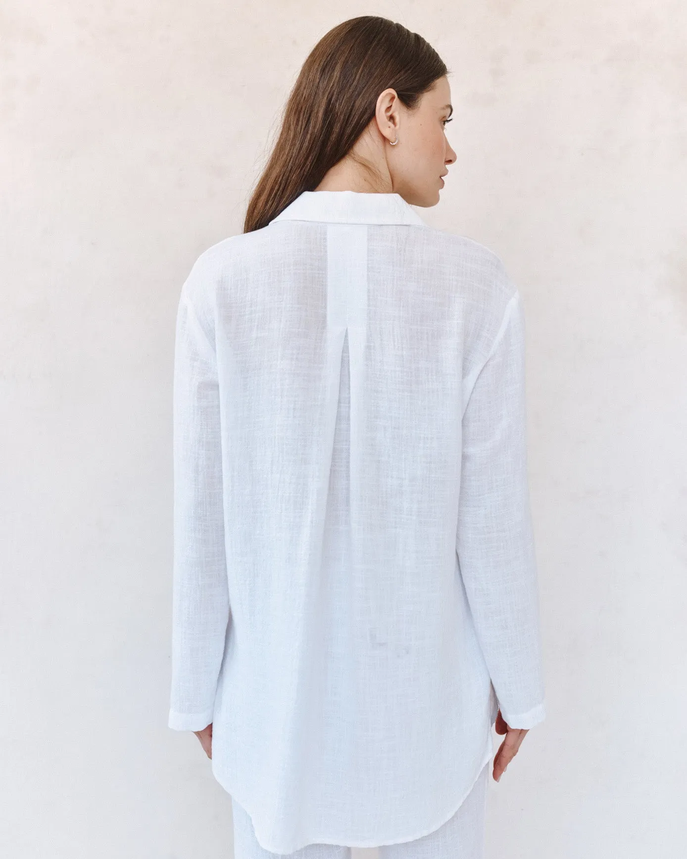 Long Sleeve Pocket Button Down Tunic - White sold by Bella Dahl product image thumbnail 2