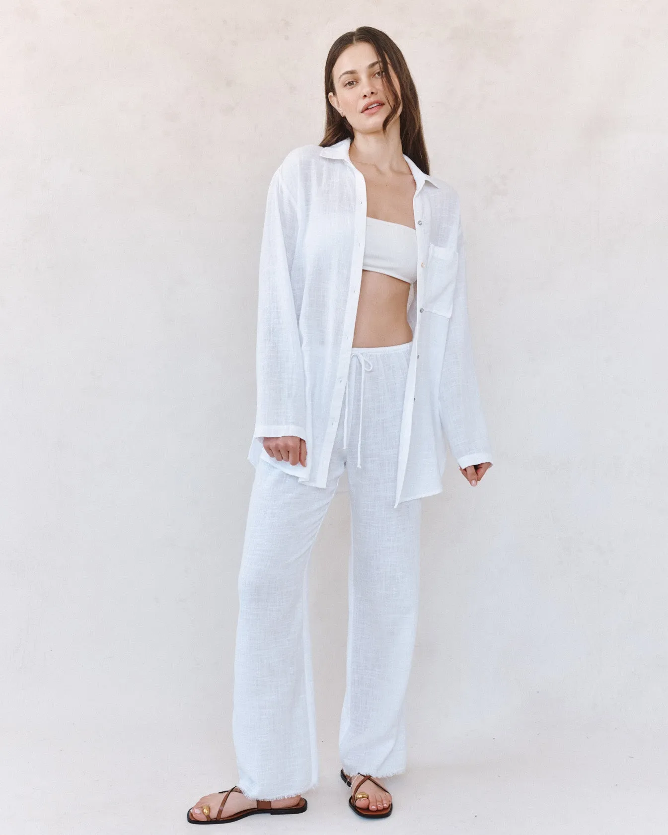 Long Sleeve Pocket Button Down Tunic - White sold by Bella Dahl product image thumbnail 4