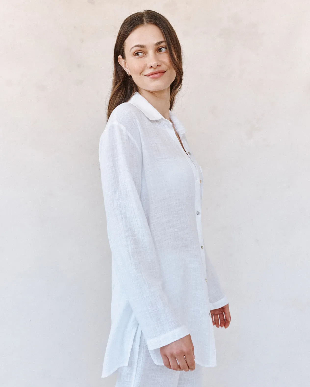 Long Sleeve Pocket Button Down Tunic - White sold by Bella Dahl product image thumbnail 3