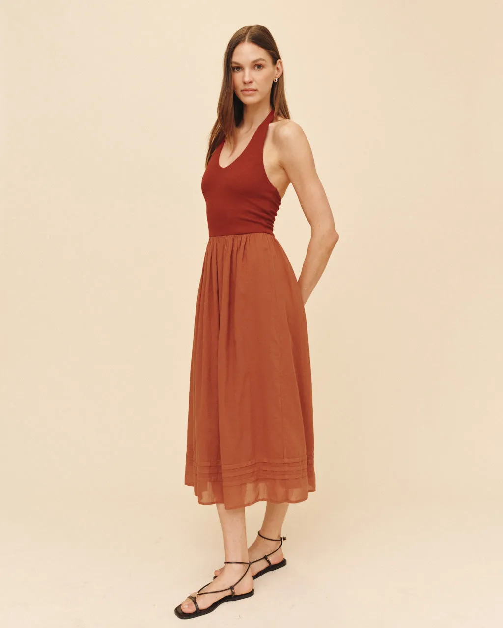 Halter Neck Mixed Dress - Red Sand sold by Bella Dahl product image thumbnail 4