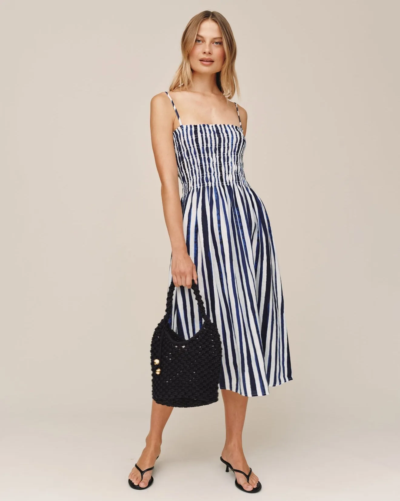 Smocked Midi Dress - Painted Tides Stripe sold by Bella Dahl product image thumbnail 3