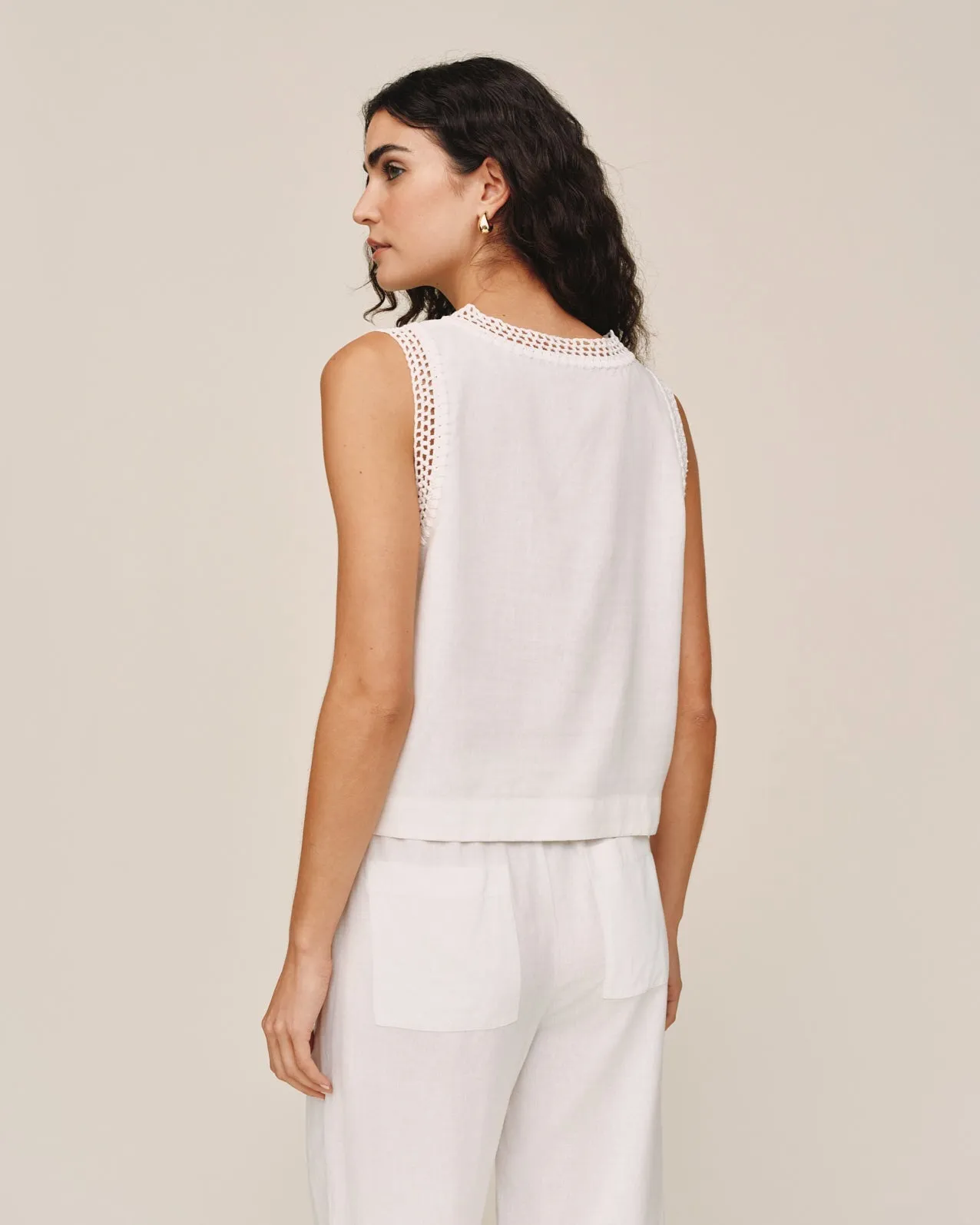 Sleeveless Crochet Edge Top - Ivory Sand sold by Bella Dahl product image thumbnail 2