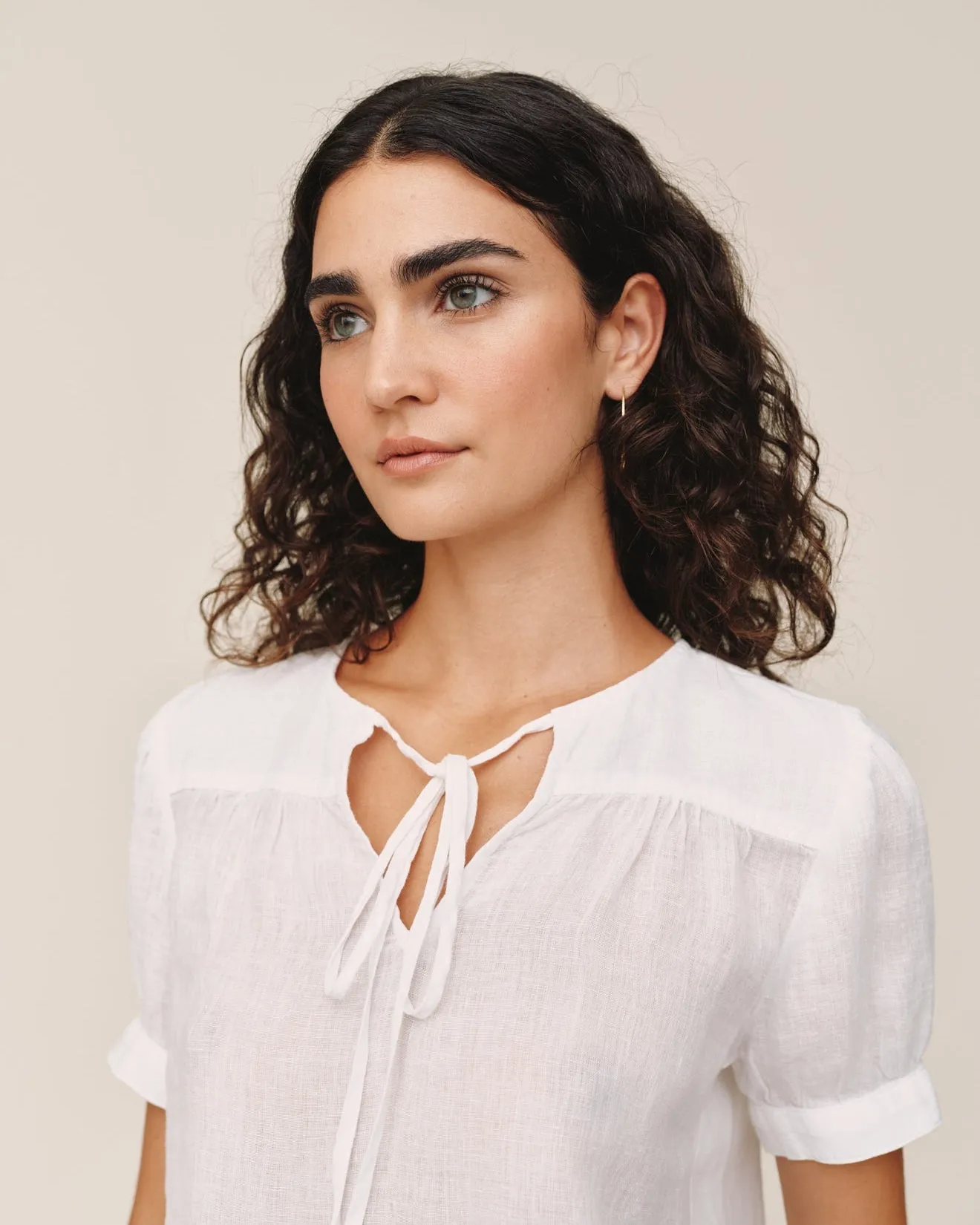 Short Sleeve Flowy Pullover Top - White sold by Bella Dahl product image thumbnail 4