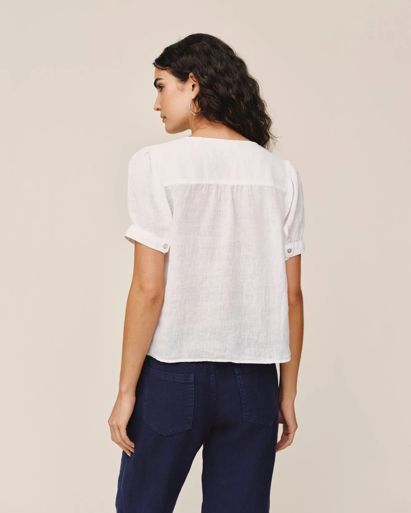 Short Sleeve Flowy Pullover Top - White sold by Bella Dahl product image thumbnail 2