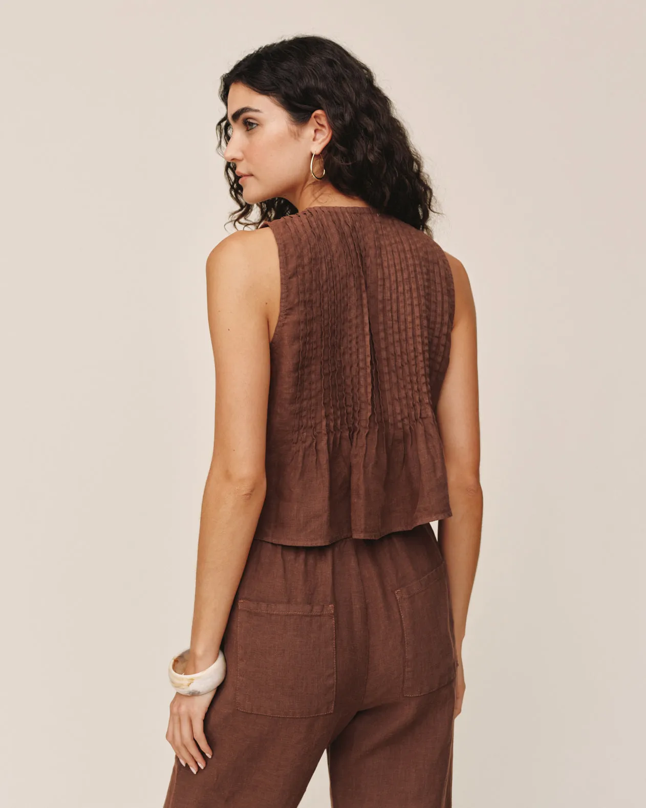 Sleeveless Pintuck Top - Sea Glass Brown sold by Bella Dahl product image thumbnail 2