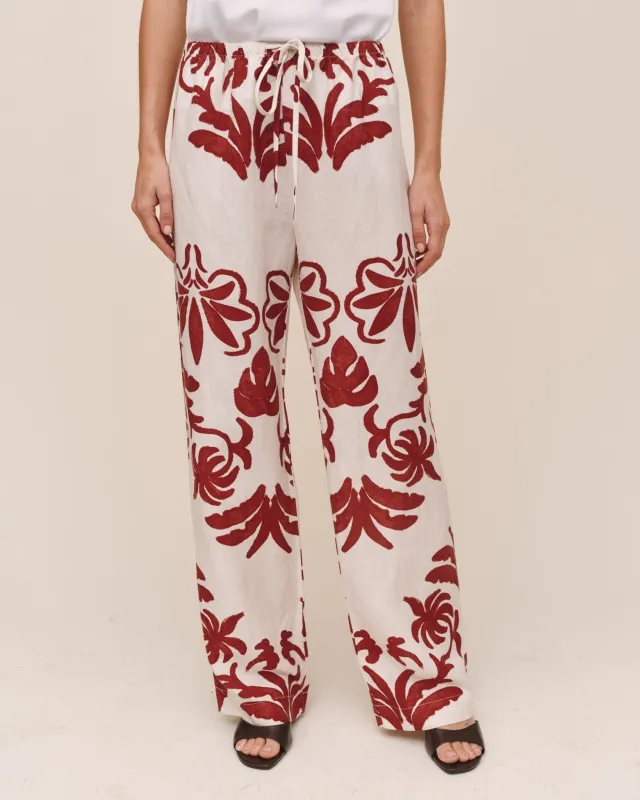 Wide Leg Beach Pant - Island Damask Print made by Bella Dahl