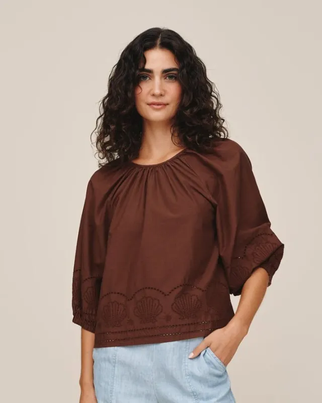 Short Raglan Sleeve Top - Sea Glass Brown made by Bella Dahl