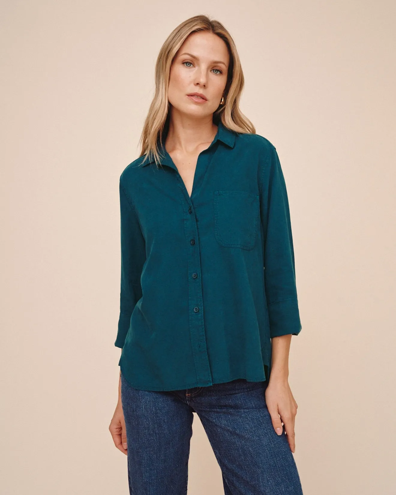 Shirt Tail Button Down - Twilight Teal sold by Bella Dahl