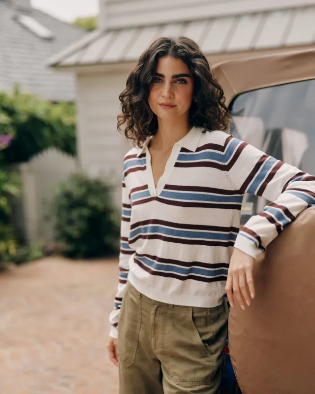 Long Sleeve Placket Pullover - Garnet Stripe made by Bella Dahl