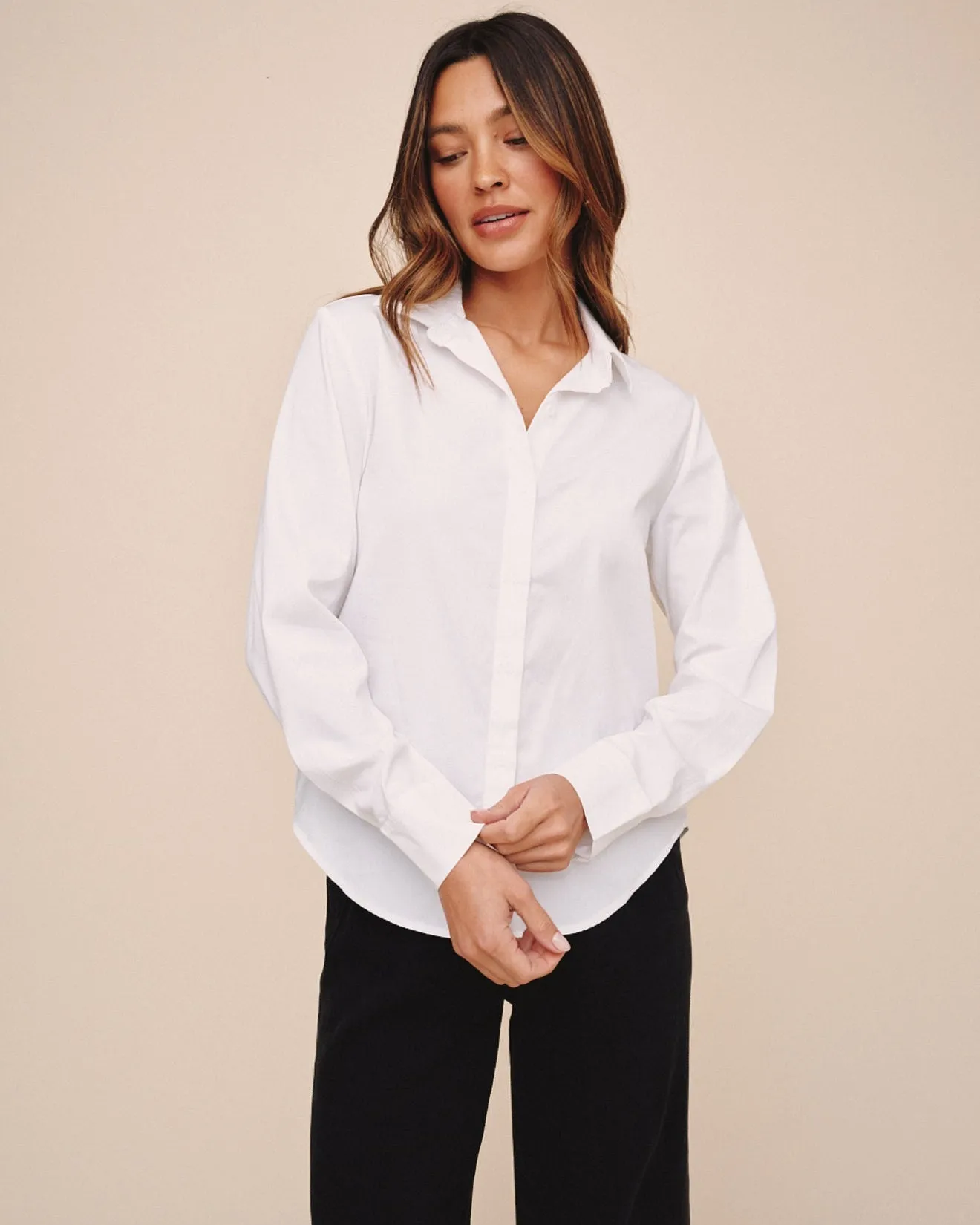 Long Sleeve Clean Shirt - White sold by Bella Dahl