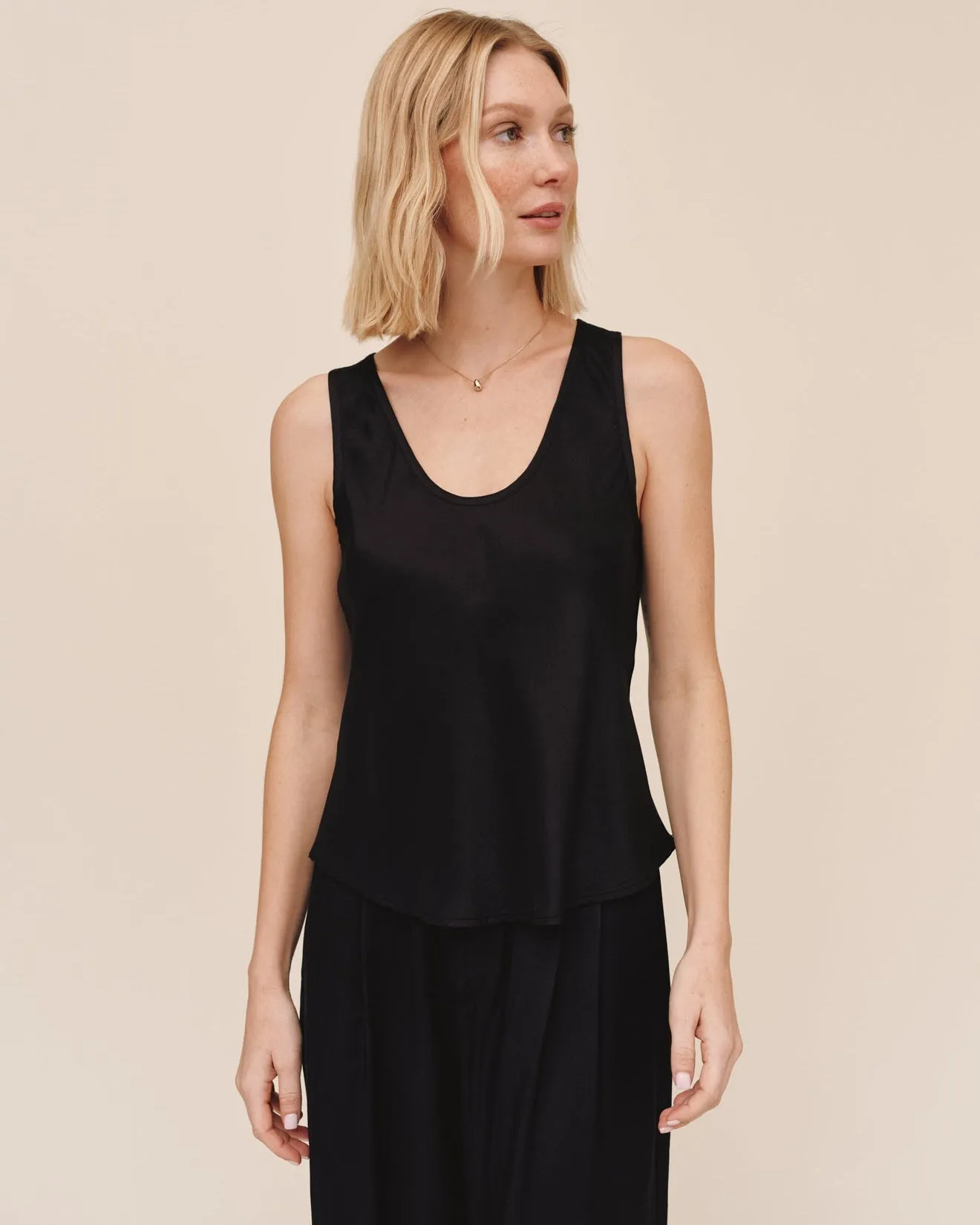 Scoop Neck Tank - Black sold by Bella Dahl
