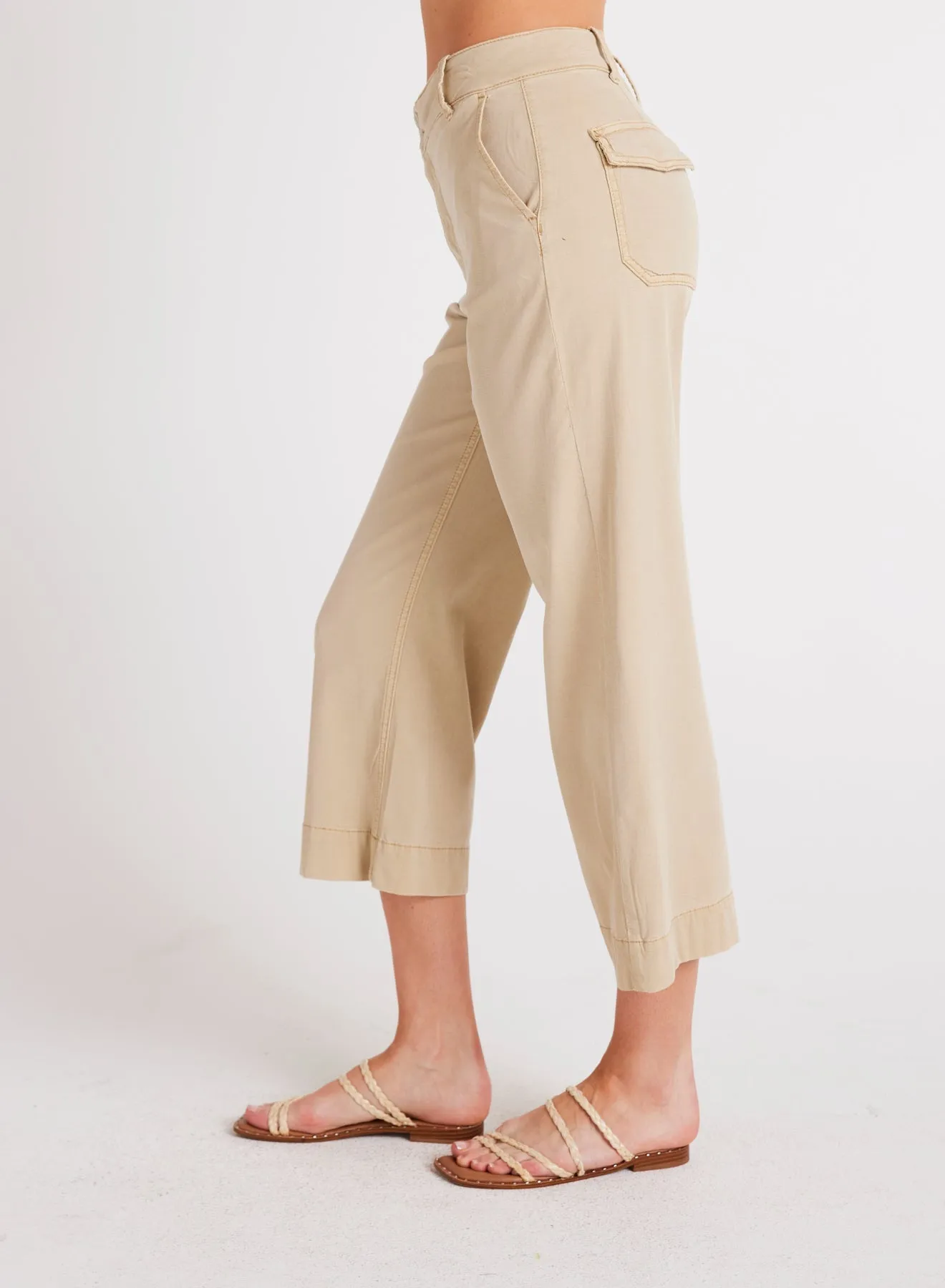 Sofia Wide Leg Crop - Seaside Khaki sold by Bella Dahl product image thumbnail 4