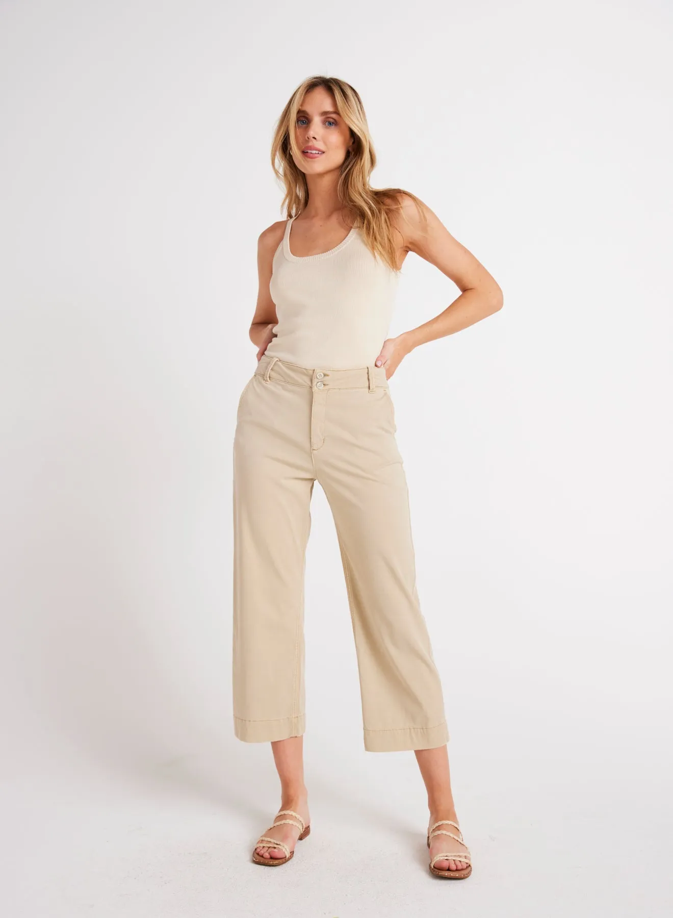 Sofia Wide Leg Crop - Seaside Khaki sold by Bella Dahl