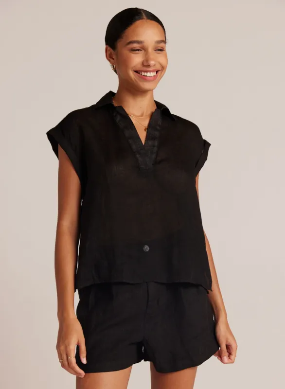 Linen Short Sleeve Pullover - Black sold by Bella Dahl