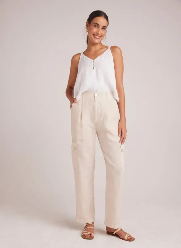 Pleated Linen Cargo Trousers - Samba Tan sold by Bella Dahl