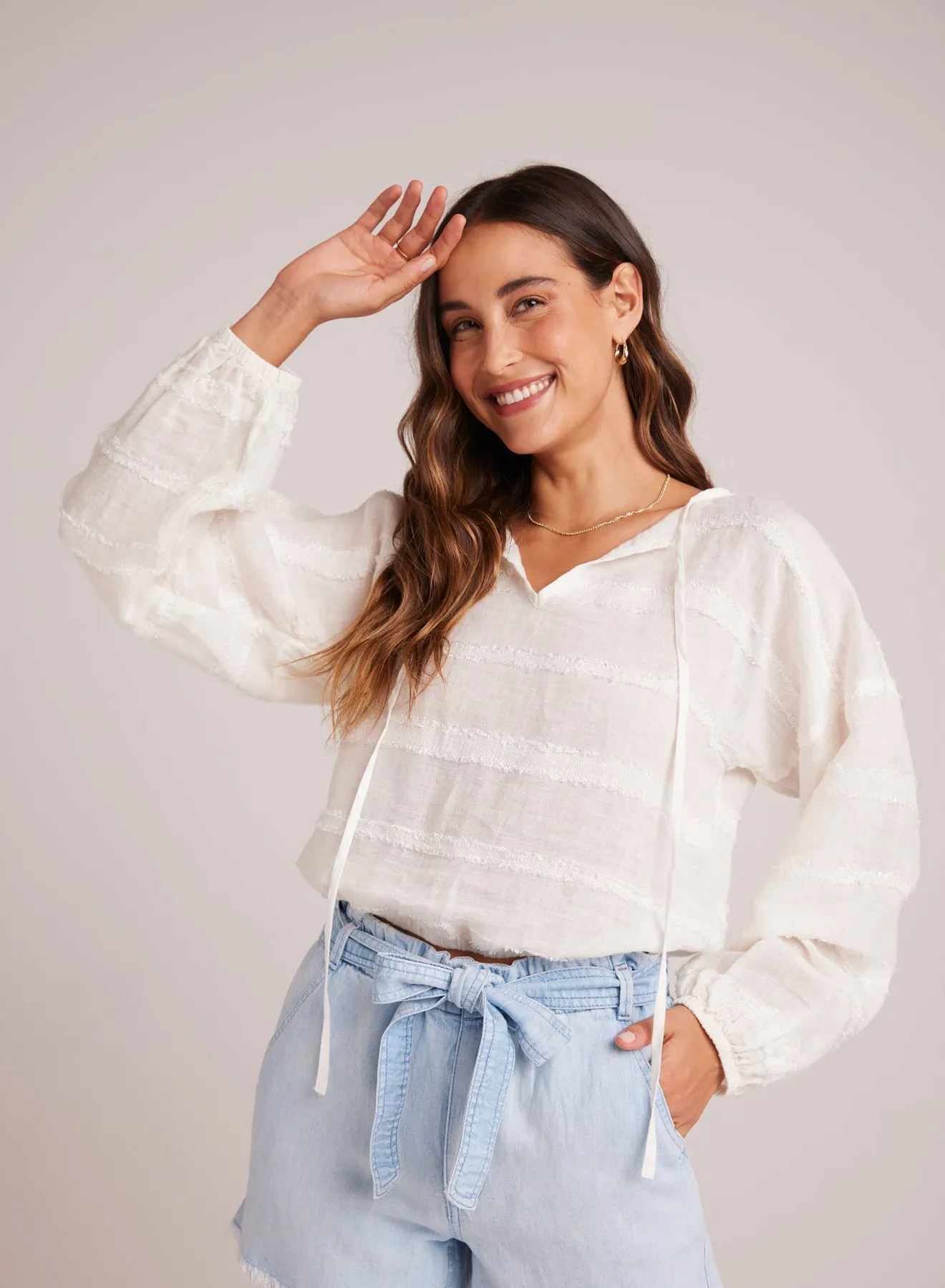 Tie Up Pullover Top - White sold by Bella Dahl