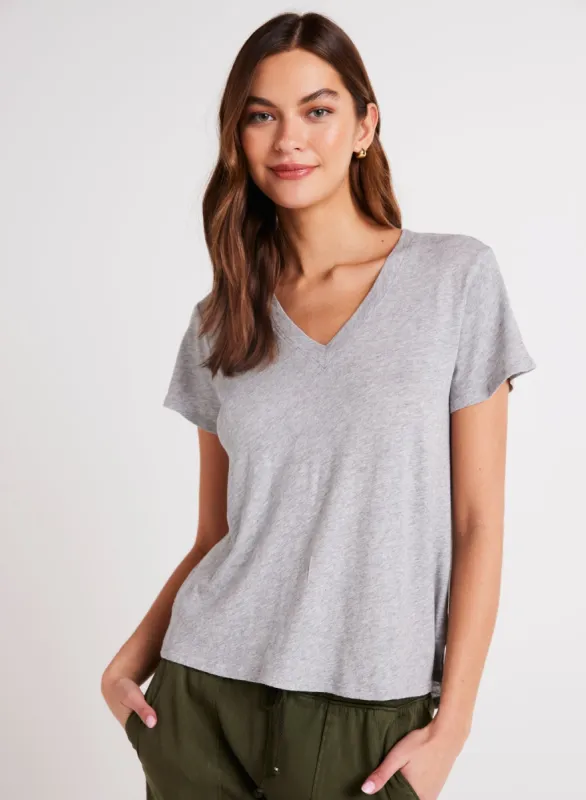 Side Slit V-Neck Tee - Heather Ash sold by Bella Dahl