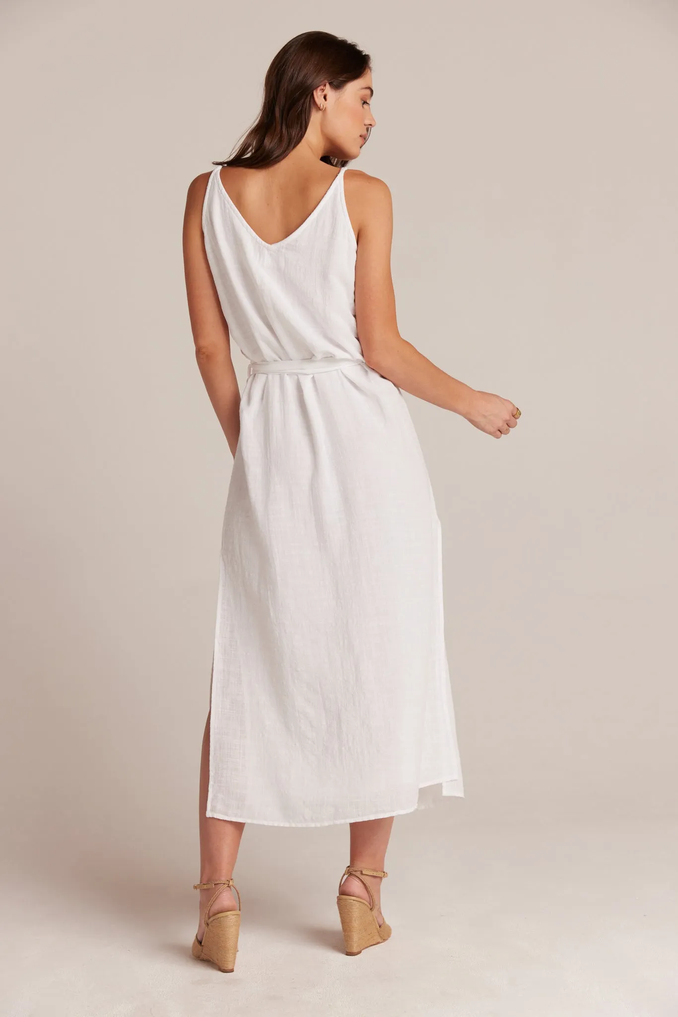 Belted Button front Sleeveless Dress- White sold by Bella Dahl product image thumbnail 2