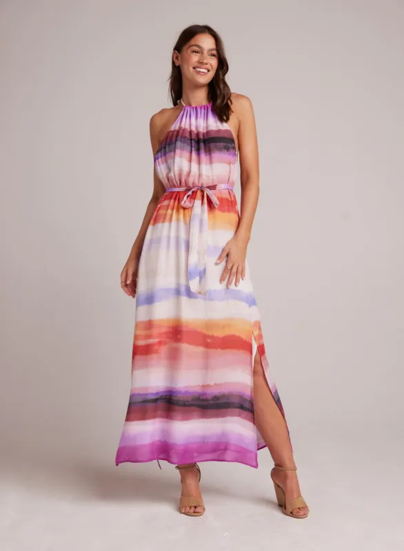 Smocked Waist Halter Midi Dress - Canyon Stripe Print sold by Bella Dahl