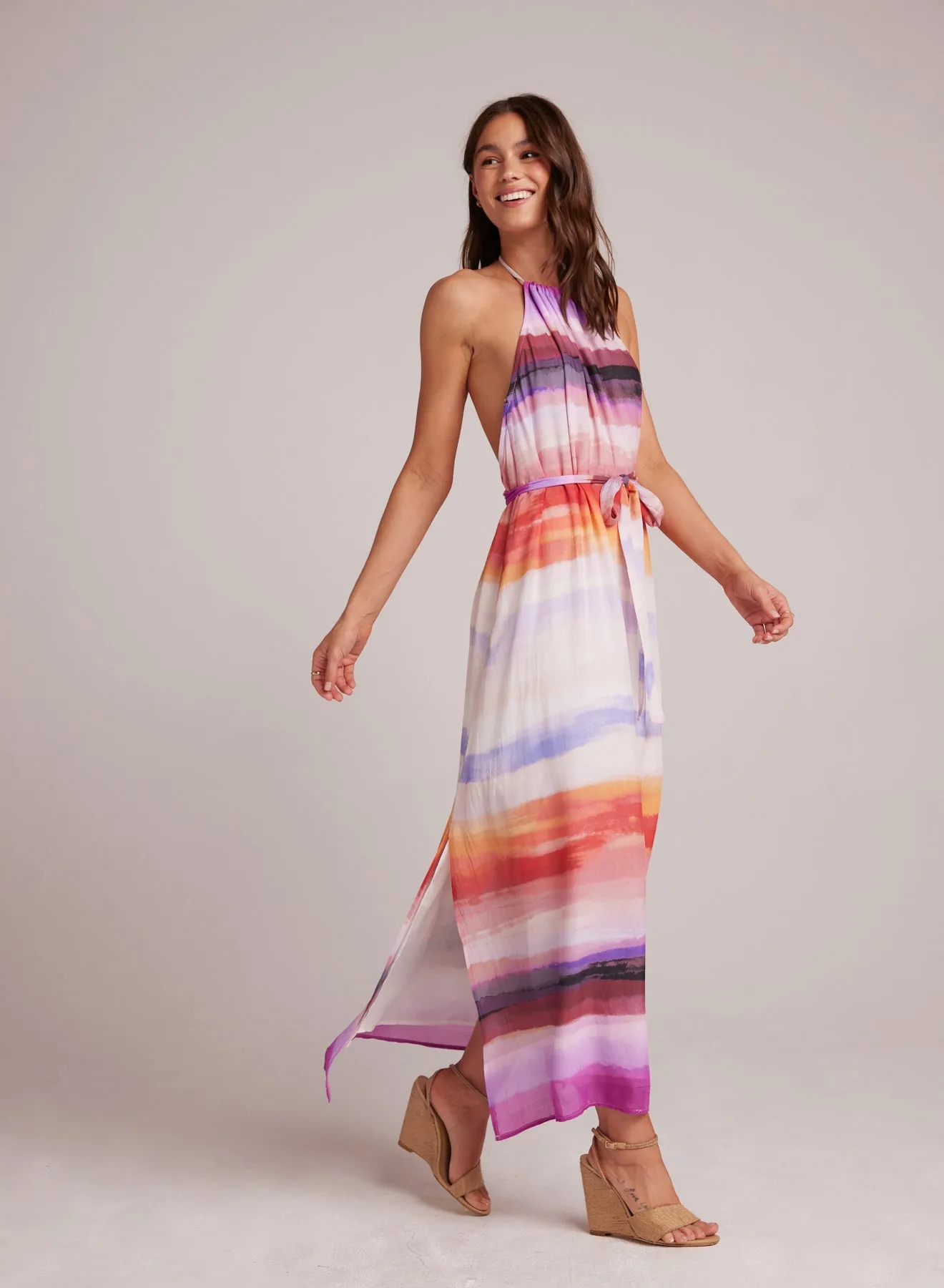 Smocked Waist Halter Midi Dress - Canyon Stripe Print sold by Bella Dahl product image thumbnail 3
