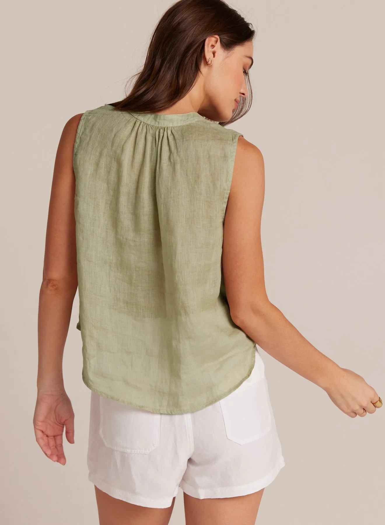 Sleeveless Shirred Shoulder Blouse - Pale Palm sold by Bella Dahl product image thumbnail 2