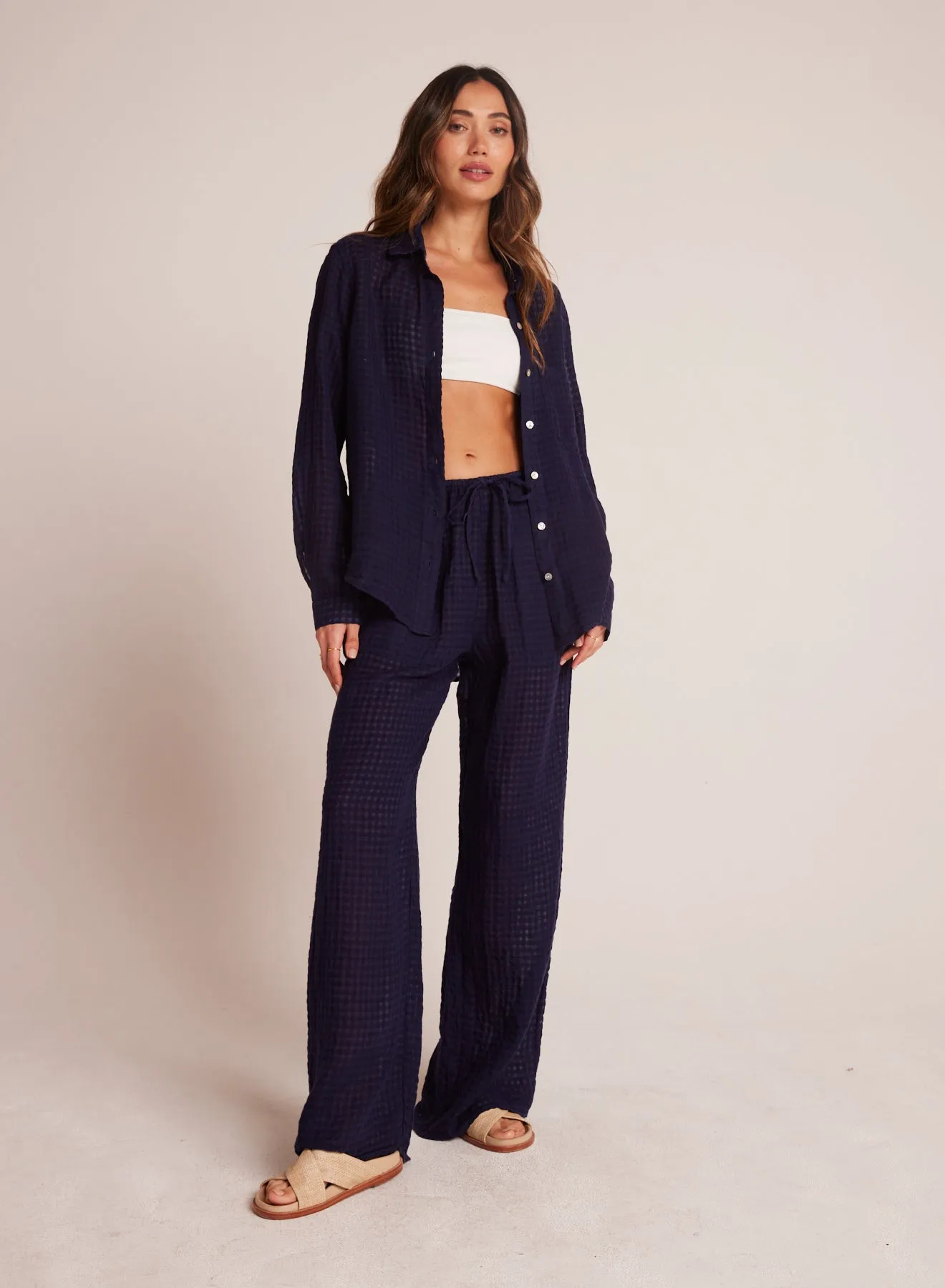 Wide Leg Pocket Beach Pant - Tropic Navy sold by Bella Dahl