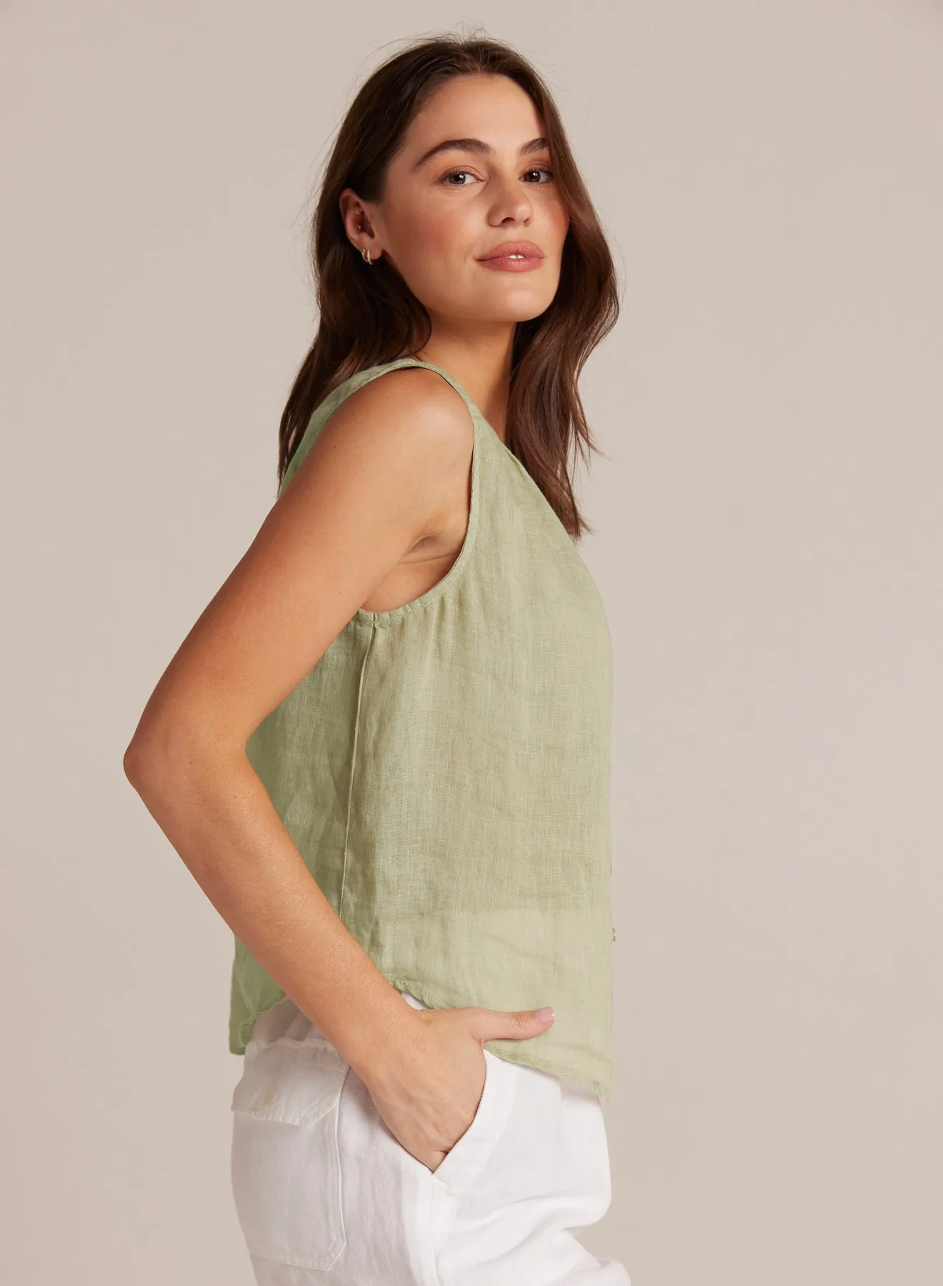 Sleeveless Shirred Shoulder Blouse - Pale Palm sold by Bella Dahl product image thumbnail 3