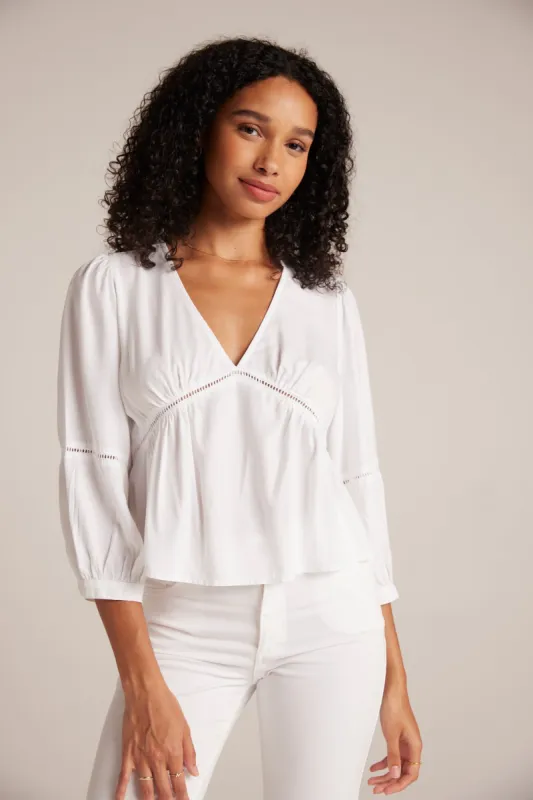 Ladder Trim Peplum Top - White sold by Bella Dahl